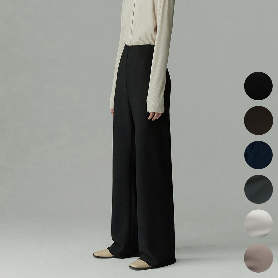 [1+1] ELASTICATED WAIST STRAIGHT LEG TROUSERS(6COLORS)