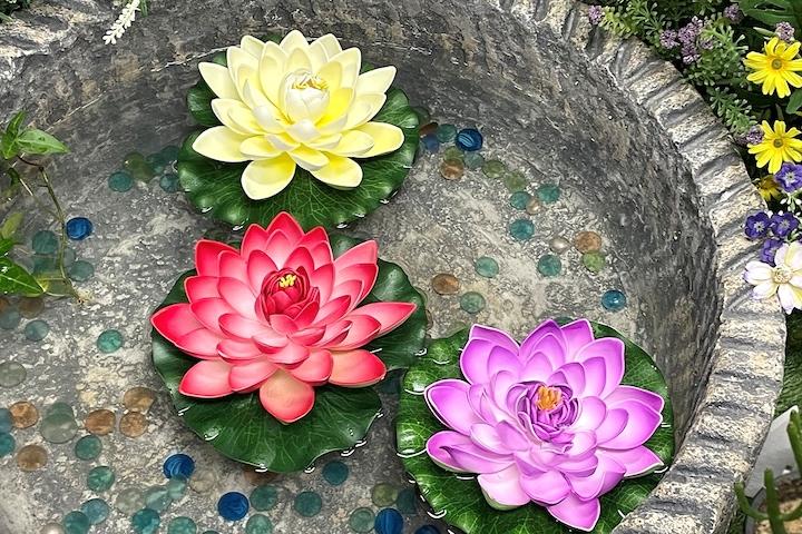 물에 뜨는 플로팅 조화 연꽃 (대) / 미니 정원 연못 어항 장식 소품 모형 연꽃