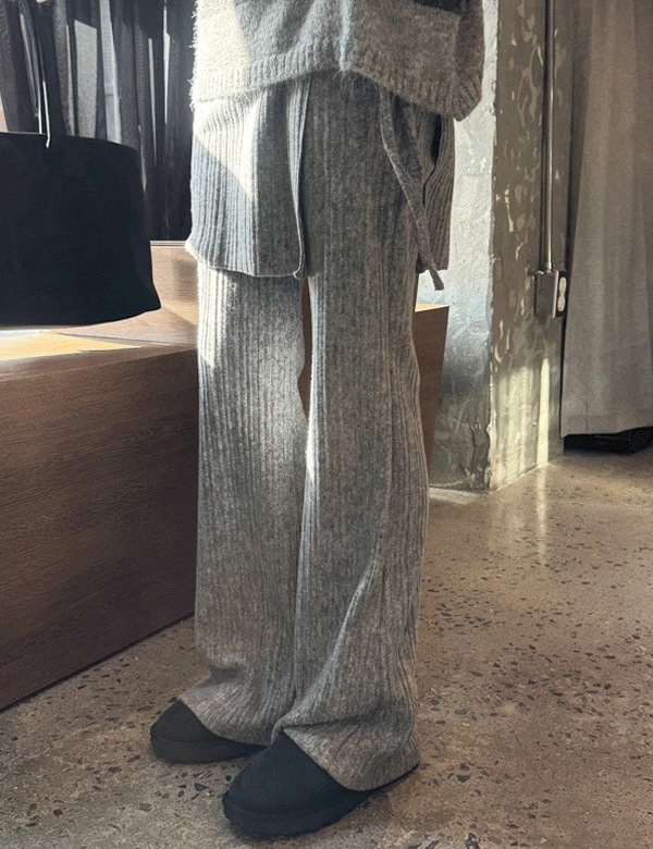 레니 기모 플리츠 랩 팬츠