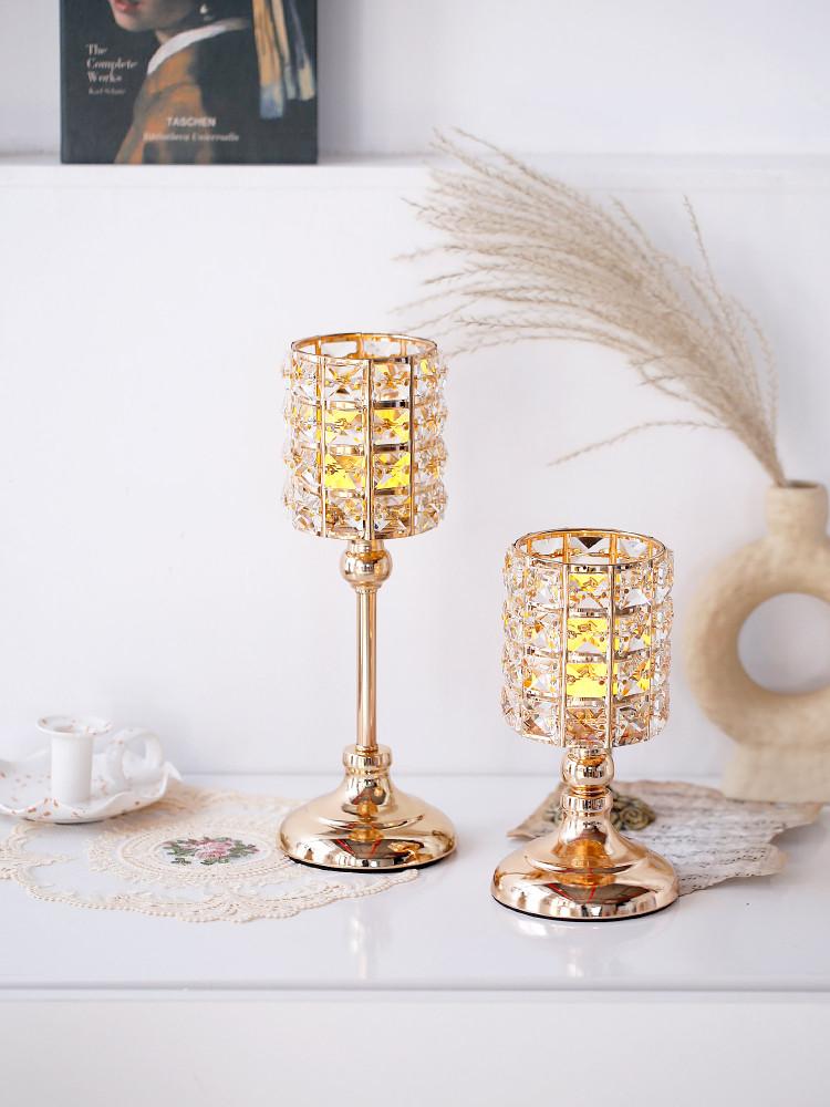 스퀘어 크리스탈 골드촛대 골드캔들홀더 티라이트홀더