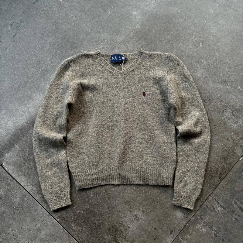 (85) Polo Ralph Lauren W's Grey Wool V-Neck Crop Fit Sweater (MPswt.946)