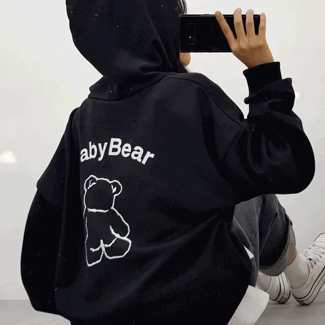 [핏보장/빠른출고/숏롱선택가능/]베이비베어후드티 오버핏 당일출고 빠른출고 오버핏후드 간절기 가을 가을후드