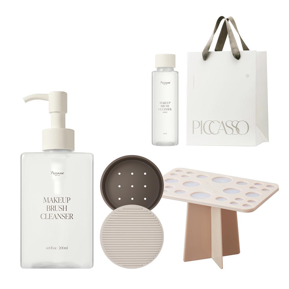 [피카소] 브러쉬 클렌징 3종세트(클렌저 200ml+클렌징매트(솝케이스)+브러쉬 건조대)(+클렌저 60ml+쇼핑백 증정)(도착보장)