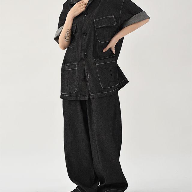 [유니섹스/고퀄] 웨린 데님 셔츠 팬츠 set