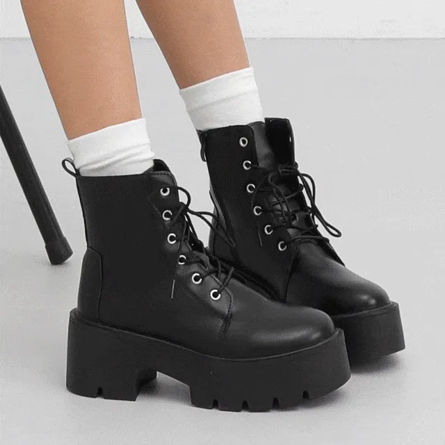 ⚡오늘출발⚡데일리 레이스업 통굽 청키 워커 앵클 부츠 플랫폼 워커힐 스트릿 가을 겨울 봄 여름 L-11311