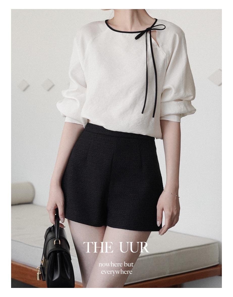 uur letter round blouse [black]