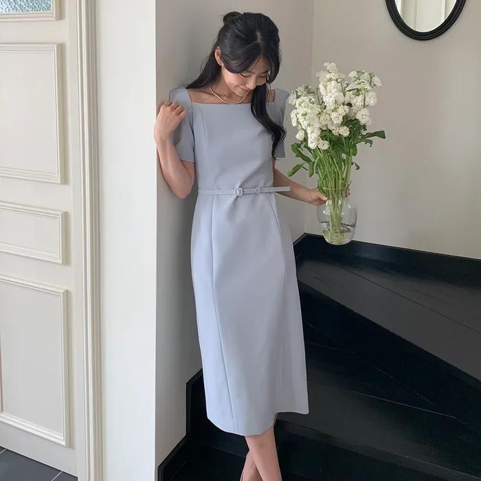 [29CM 단독][지혜 착용] VICTORIA square neck h-line dress_SKY BLUE
