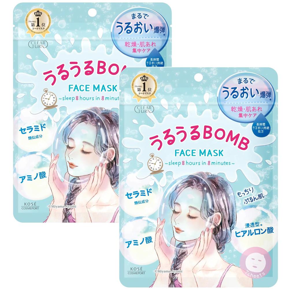 KOSE 코세 클리어 턴 우루우루 BOMB 마스크팩 7매입 x 2개