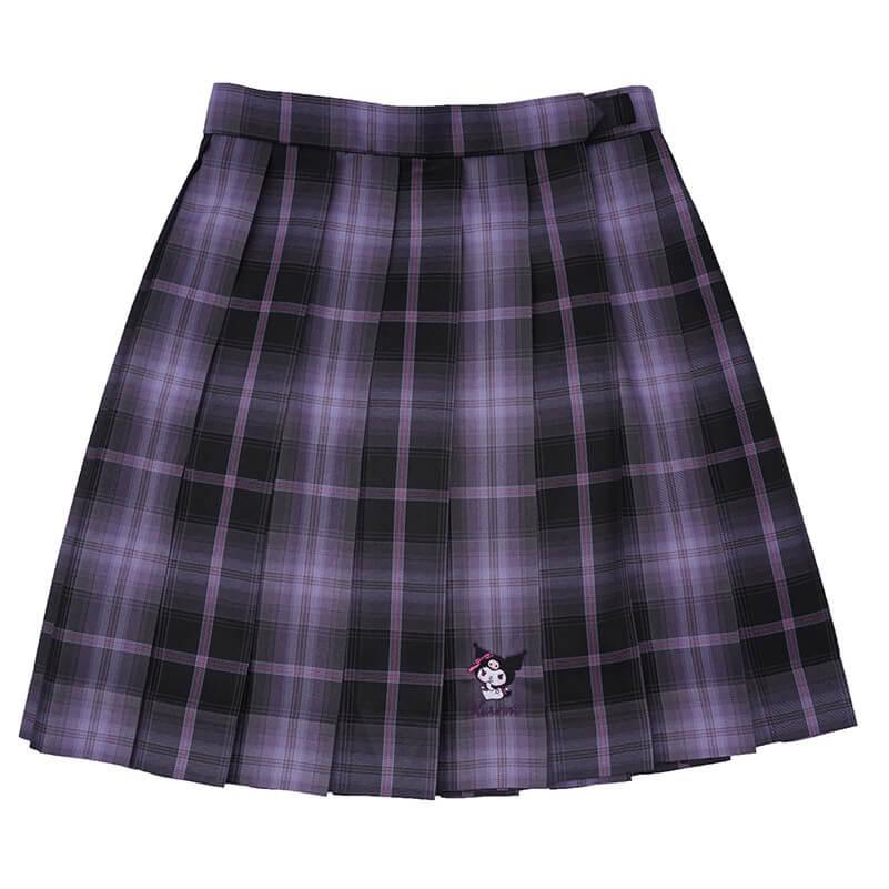 Kuromi JK Plaid Pleated Skirt - kuromi plaid skirt / XS