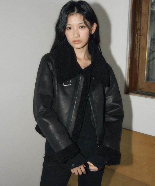 ジャケット RONRON INNER POINTED BOMBER MA-1 JUMPER DOT BLACK ☆24-25FW新作☆RONRON☆INNER POINTED BOMBER MA-1 JUMPER