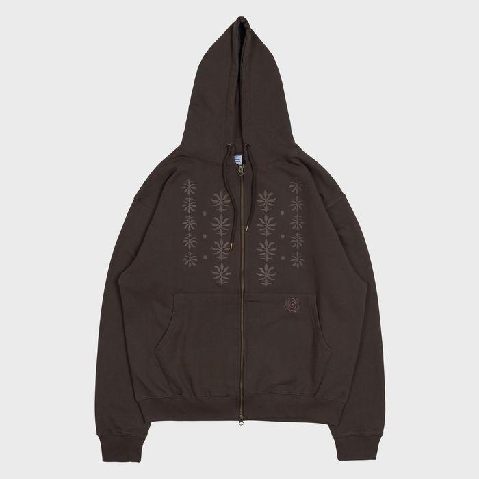 TCM ethnic hooded zip-up (brown)