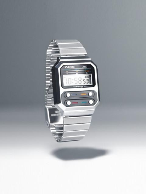 [한정판매] 카시오 빔즈 A100WE-1A 레트로 메탈 디지털 시계