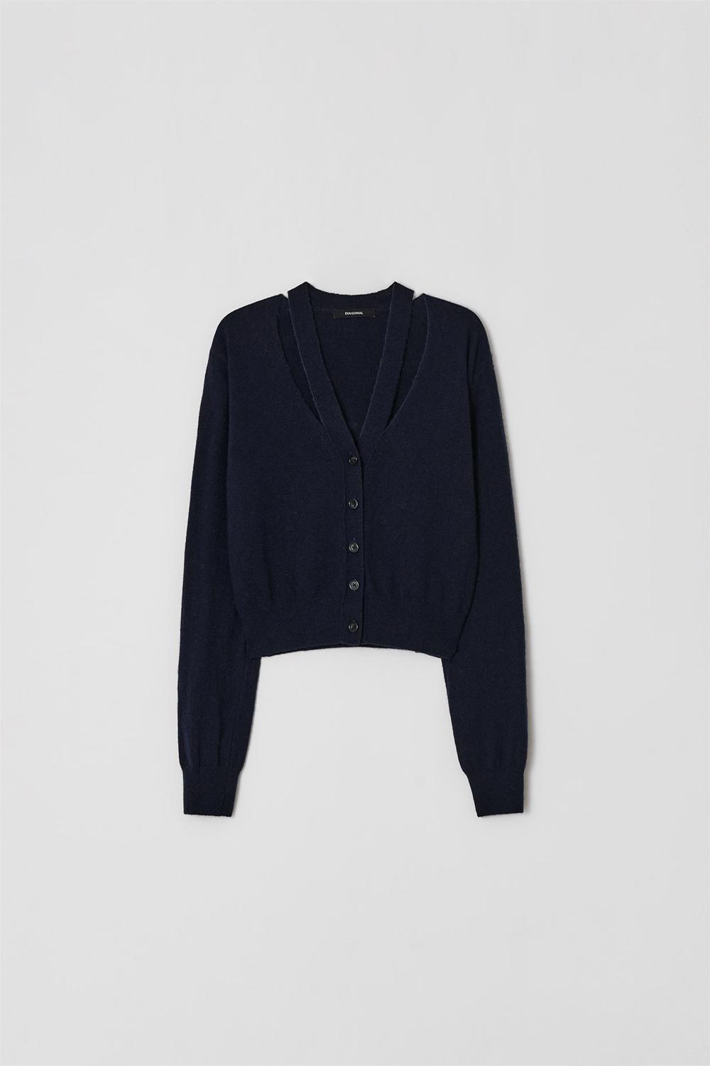 SLIT V NECK CARDIGAN