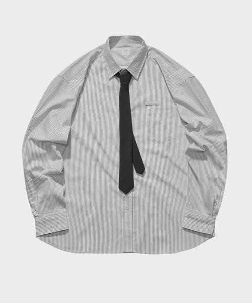 [넥타이 SET] 올데이 스트라이프 셔츠_Gray