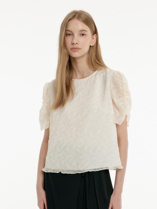 CHIFFON TIE BLOUSE ( CREAM, VINTAGE BLUE-2COLOR )