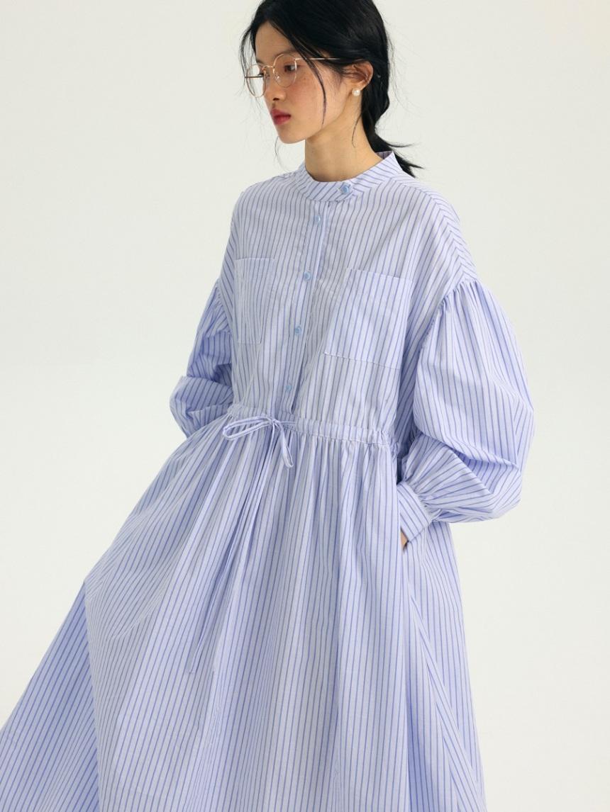 ODD MAKER 스트라이프 롱원피스 면 퍼프 봄 원피스 2color