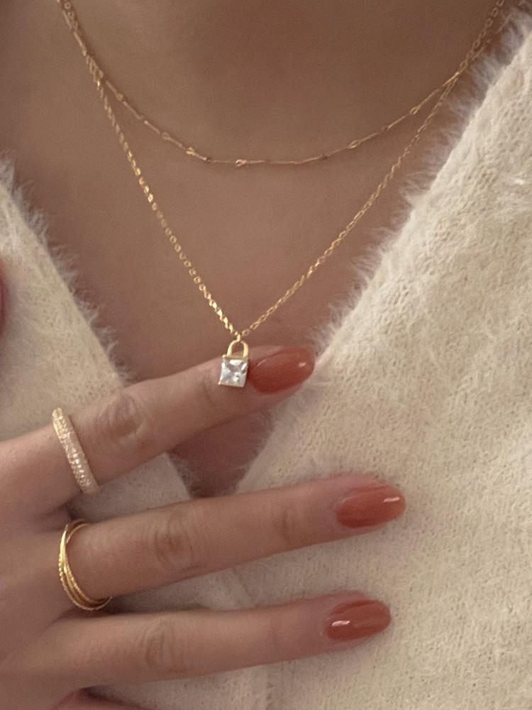 로우그로브 925실버 큐빅 자물쇠 펜던트 목걸이