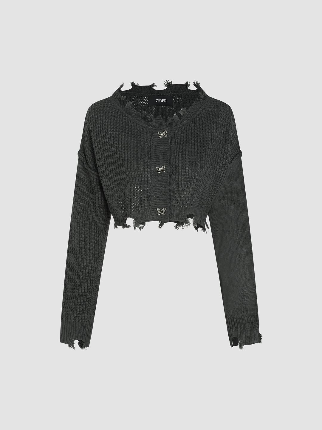 찢어진 버터플라이 크롭 탑