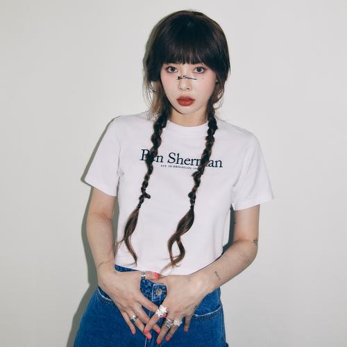 클래식 로고 자수 크롭 반팔티 BOBTS791F