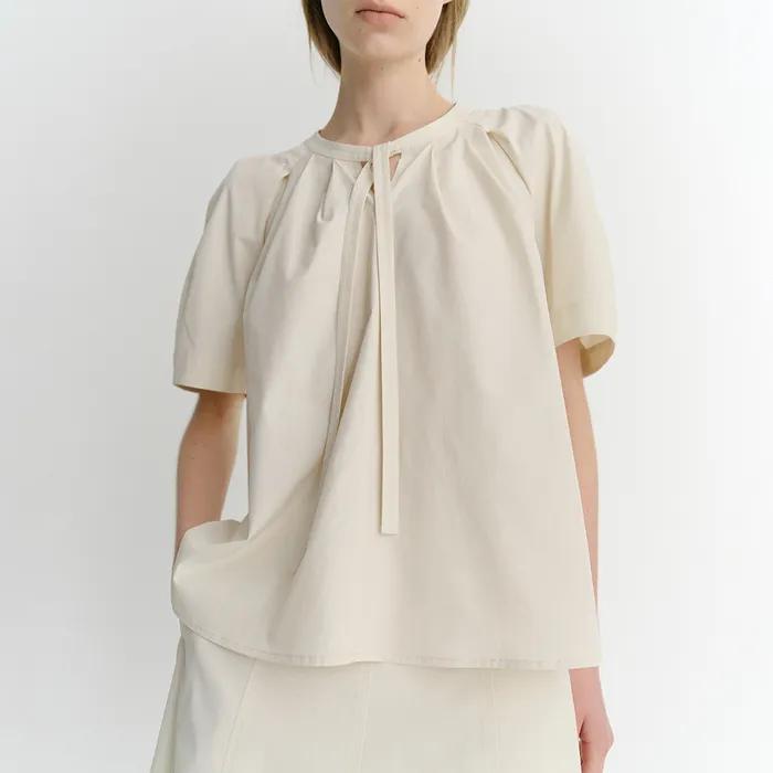 LAYN TIE TUCK BLOUSE (CREAM)