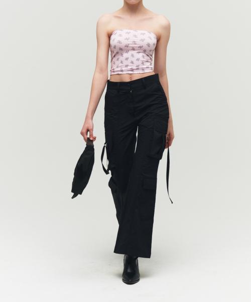 STRAP CARGO PANTS, BLACK