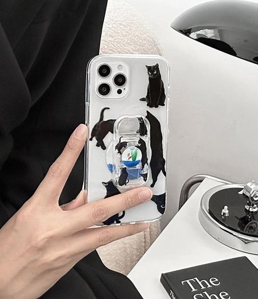고양이 아이폰 그립톡케이스 세트 아이폰투명케이스