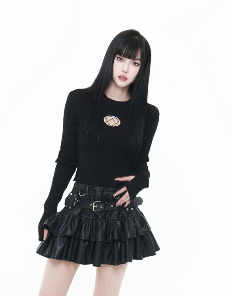 REFLEM 레플렘 크롭 골지 니트