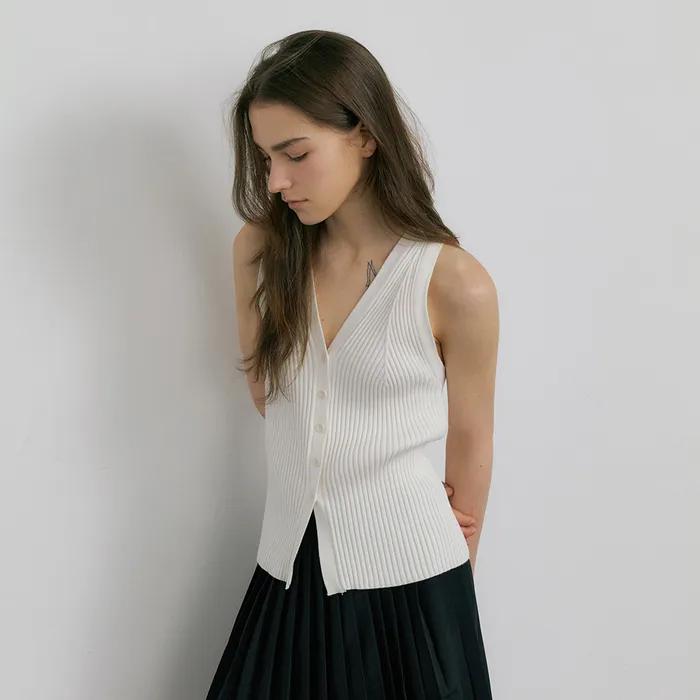 [5차] HALTER RIBBED KNIT VEST_2COLOR