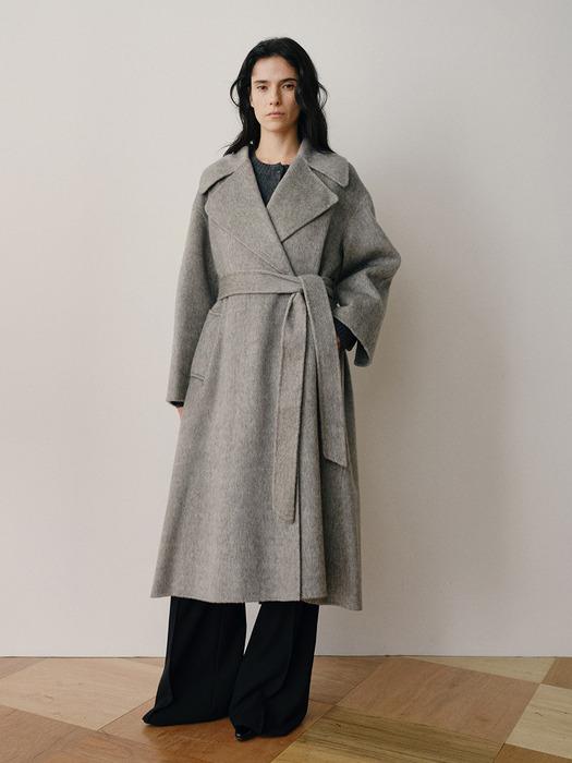 RTF CAMEL SILK DOUBLE LONG COAT  [HAND MADE]_GREY