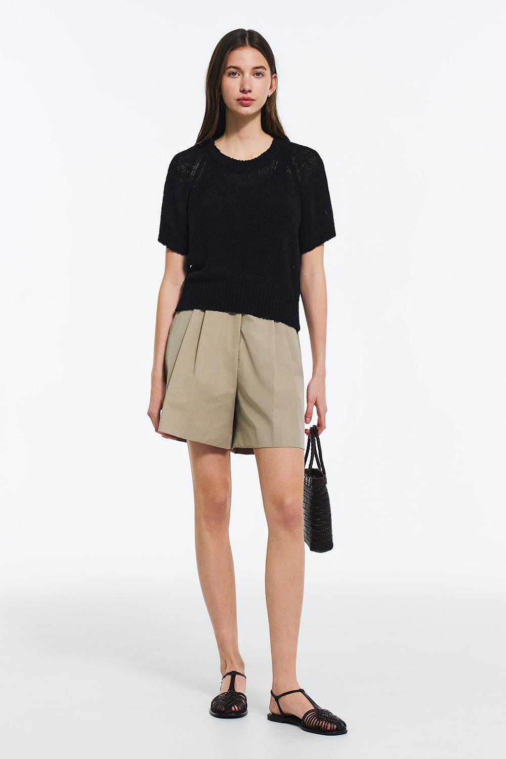 오버핏 라운드 반팔 니트 (W)_(4COLOR)