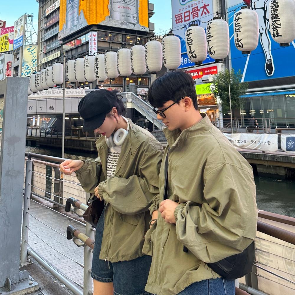 가을 커플 카키 자켓 야상 청바지 코디 데이트룩 커플시밀러룩