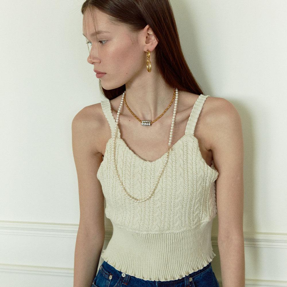 [3/22일 예약발송] CABLE KNIT BUSTIER [IVORY]