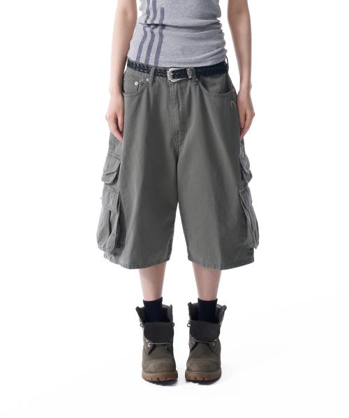Cotton Bermuda Cargo Pants (Khaki)