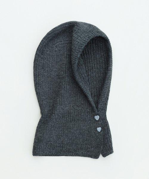 CZECH GLASS BUTTON BALACLAVA - DARK GRAY 니트 바라클라바