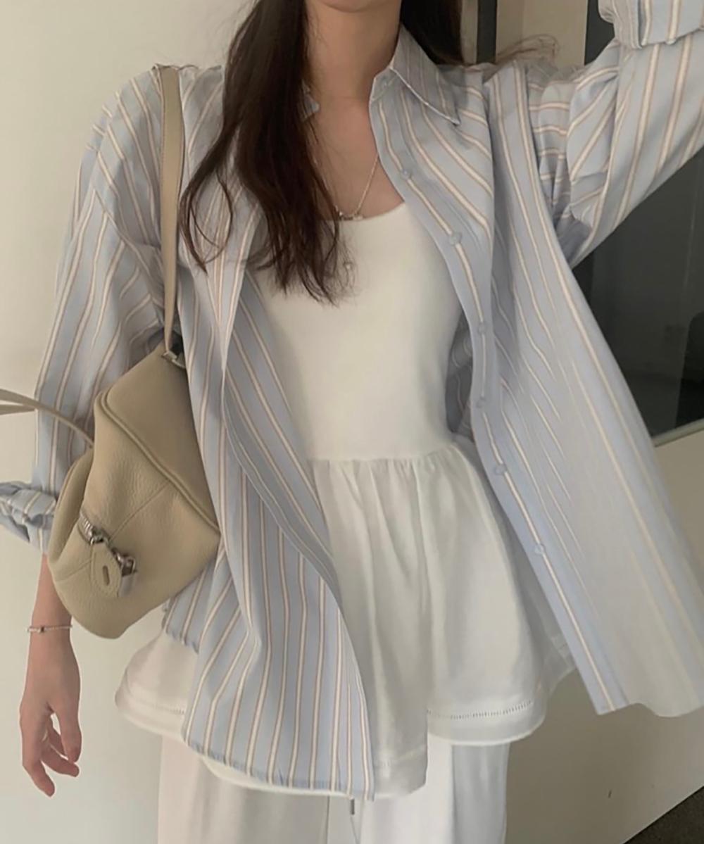 버나뎃 [당일]Pyt 스카이 스트라이프 셔츠 (1col) 프영띵 프리티영띵