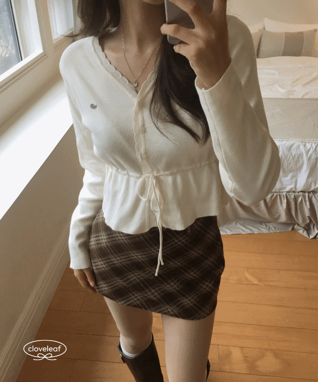 [구김x/러블리] 오브제 팬던트 리본 가디건