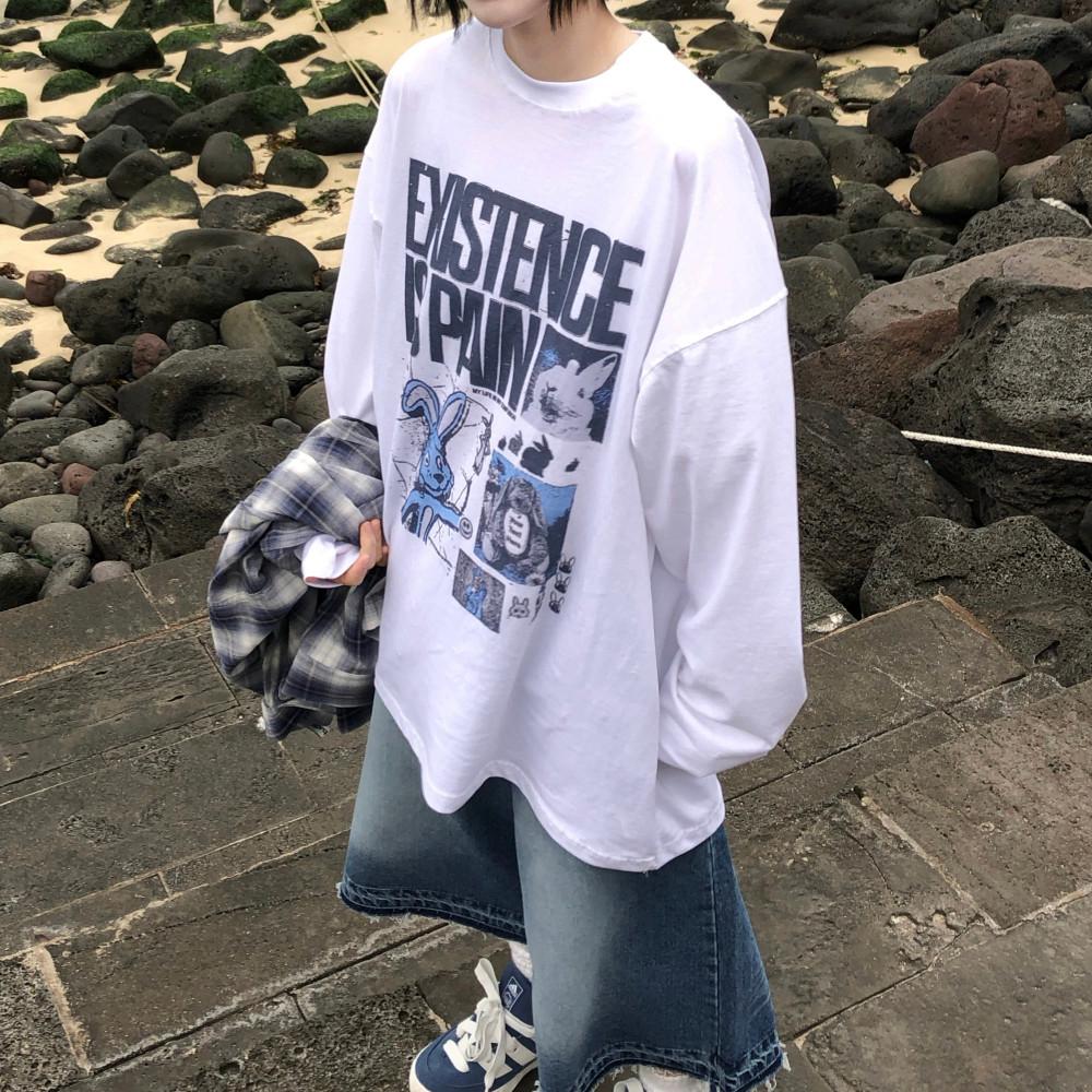 레빗툰 나염 오버 긴팔 T (2C)