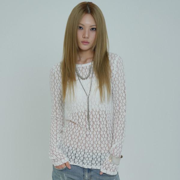 ARTIST FLORAL LACE LONG SLEEVE (WHITE)