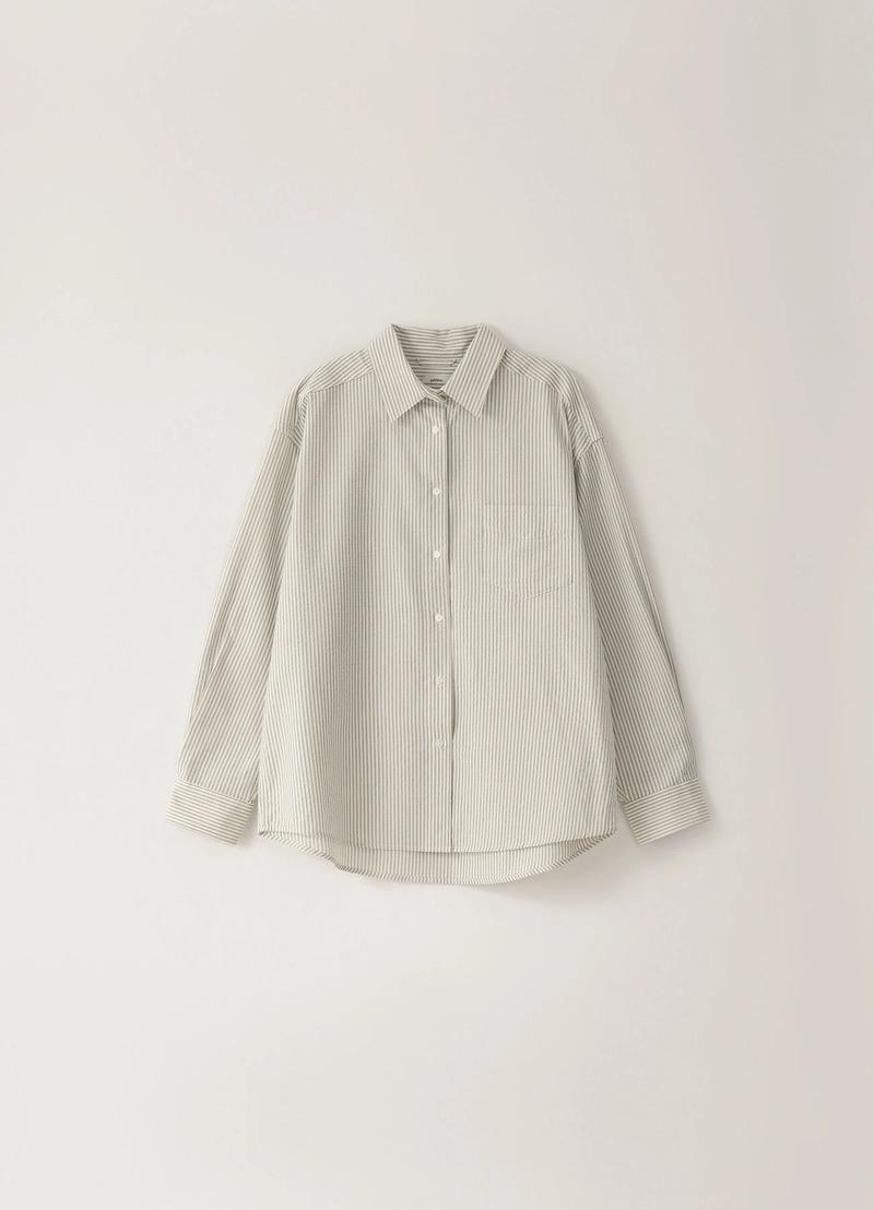 pebblem - Suri Pick! / Stripe One-Pocket Shirt - Black