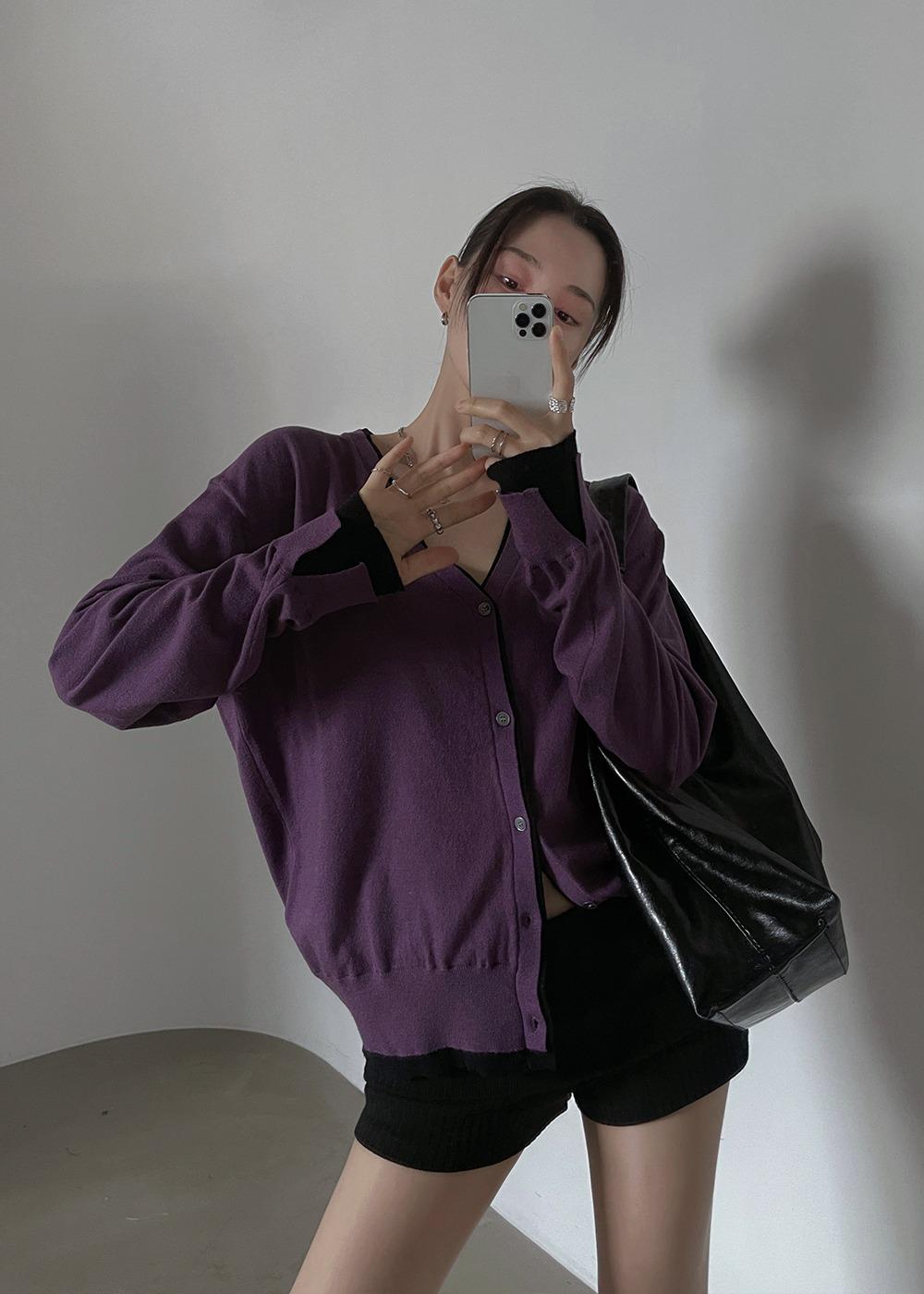 타로 레이어드 브이넥 가디건 (4color) 1951