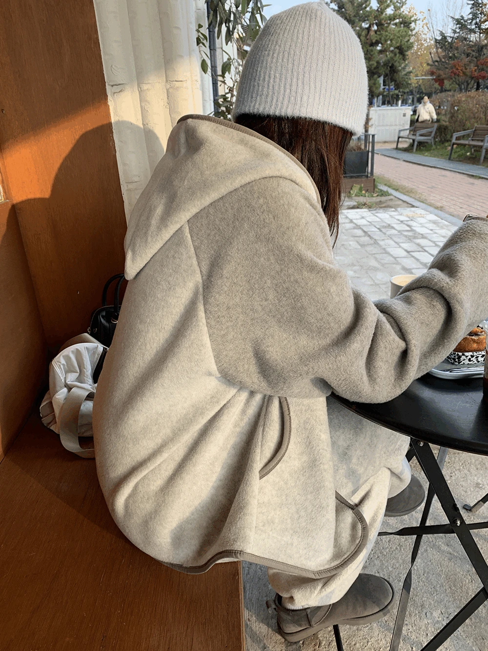 쿠아 루즈핏 후리스 후드 집업 (3c)