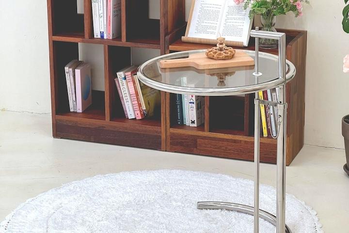 미드센추리 원형 유리 철제 협탁 사이드테이블