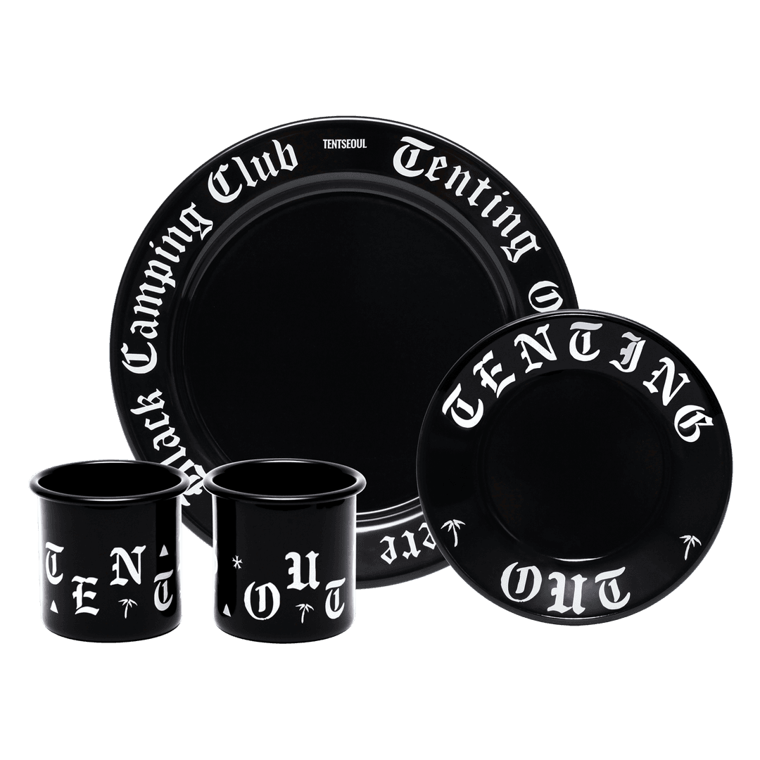 Tenting Out│Enamel│Black Camping Tableware SET