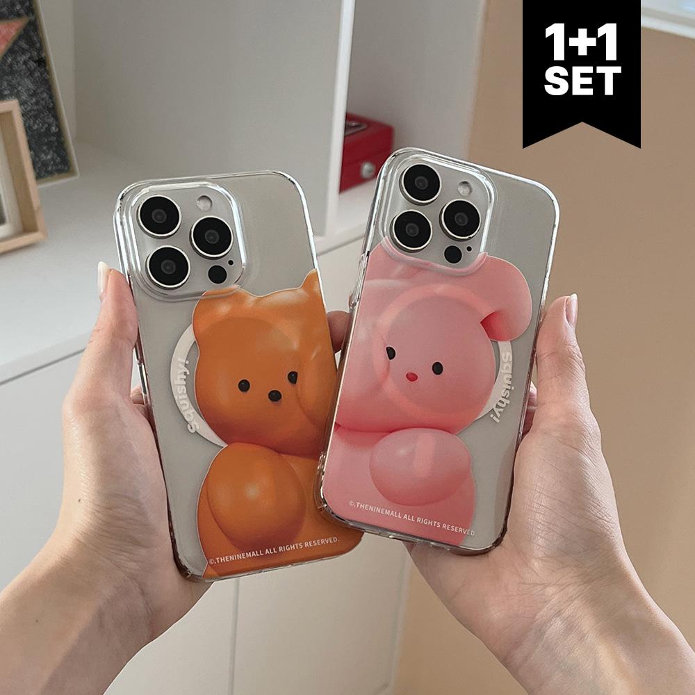 [1+1set] squishy magsafe couple case [투명하드 맥세이프 폰케이스 2EA]