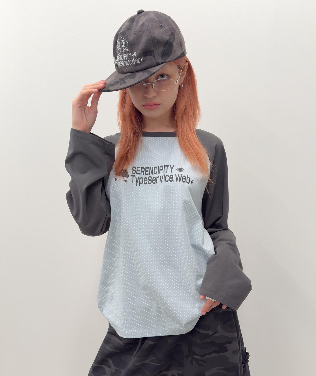 Dotted Raglan Top [Charcoal]