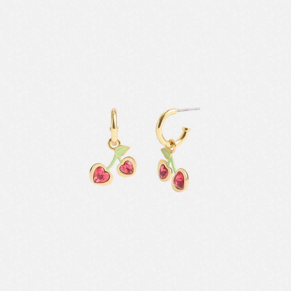 코치 체리 참 허그 귀걸이 CT071 GD/PK Cherry Charm Huggie Earrings