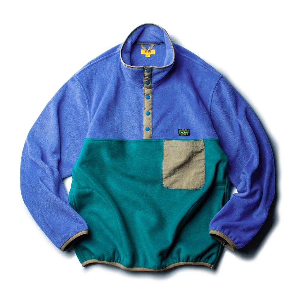 2-BLOCKED YOSEMITE FLEECE PULLOVER [SKY TURQUOISE]