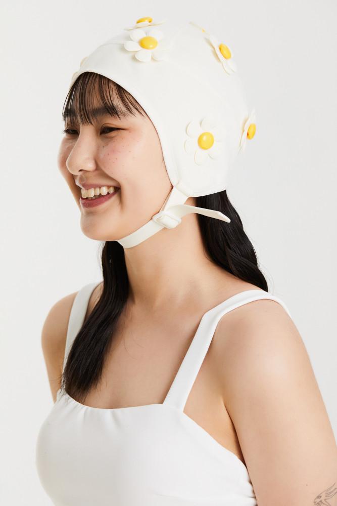 FLOWER DIP white (성인용) 레디투킥 수영모자, 이효리 꽃수모
