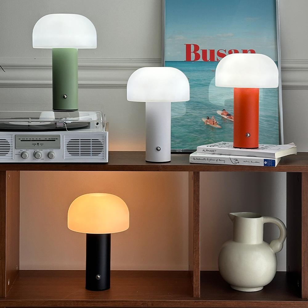 루시아이 [✨오브제추천✨]머쉬룸 오브제 단스탠드 무선 led 밝기조절 색상변경 터치 수면등 침대 수유등 취침등 친구 자취 집들이선물 생일 기숙사 인테리어 소품 협탁 조명 무드등 미드센추리