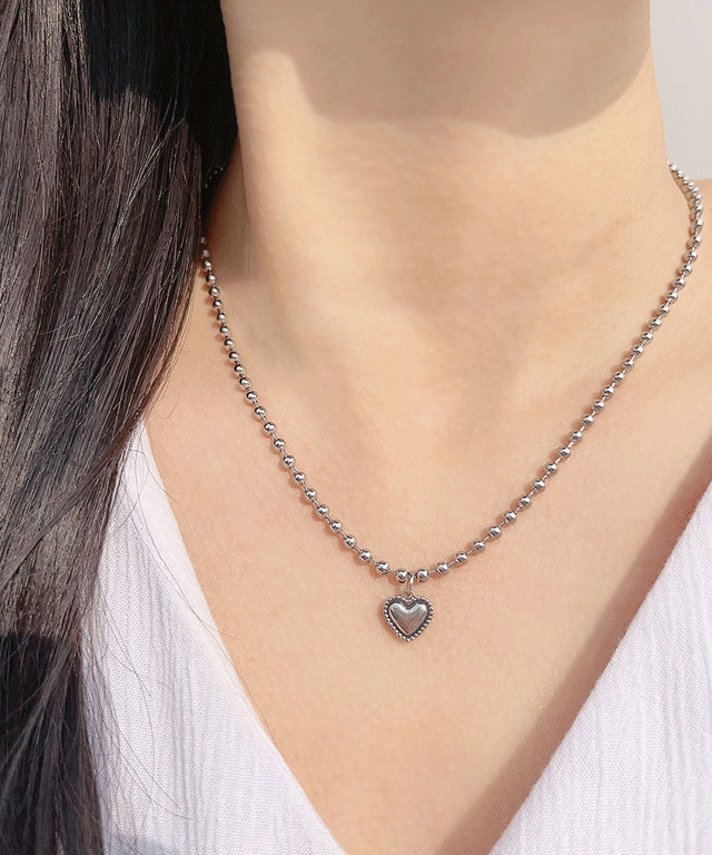 [오늘출발/각인가능] 써지컬 미니통통하트목걸이 (블랙각인)